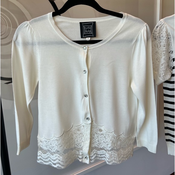 CYNYHIA ROWLEY TWIN-SET - size 2, ivory and midnight blue - Very Good Condition - Picture 3 of 10